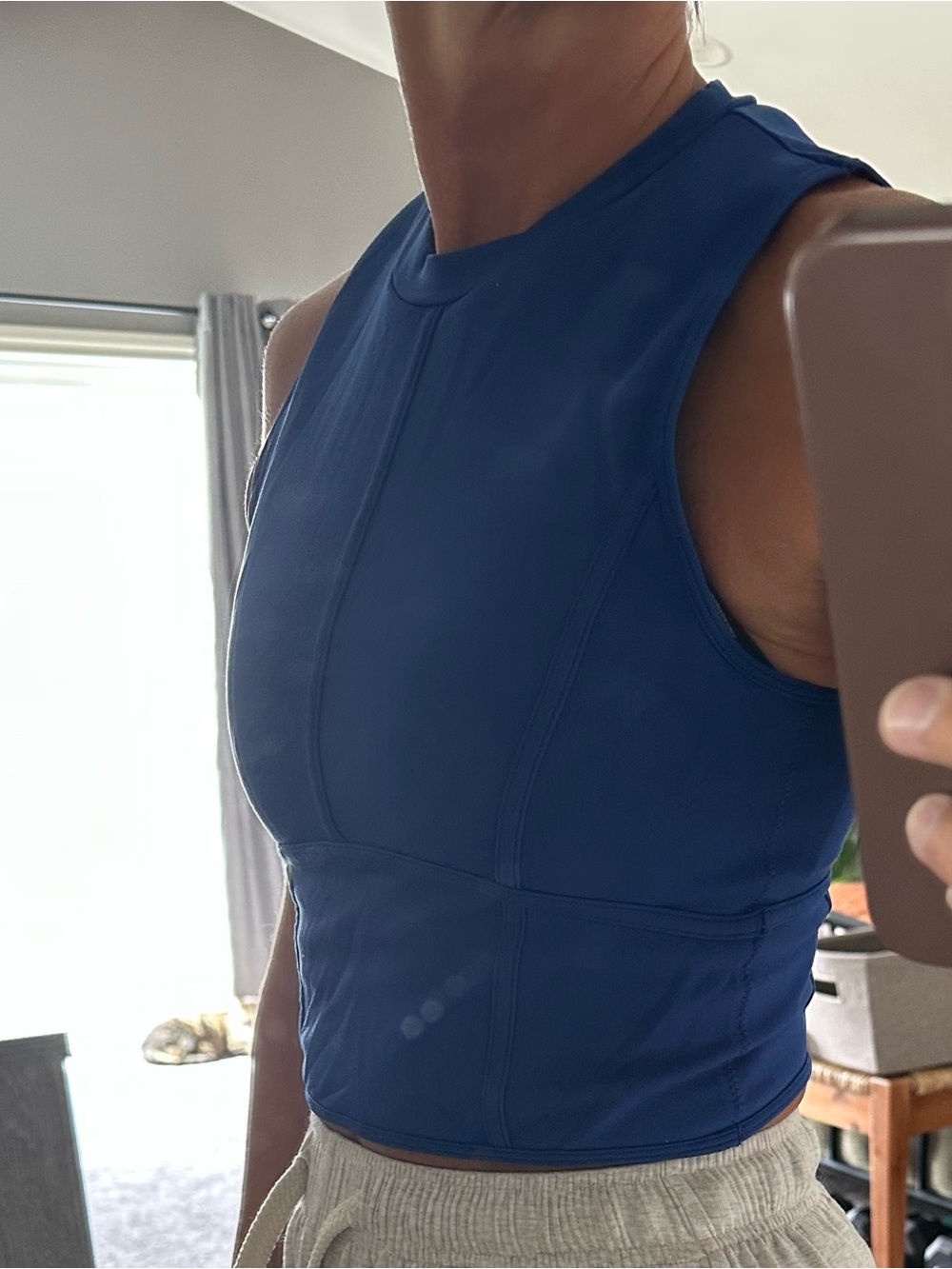 Women's Sleeveless Crop Tank Top - Navy Blue